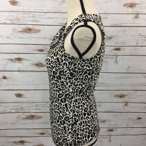 Ann Taylor Stretchy Sleeveless Top Women Petites Size SP Animal Print - Picture 5 of 8
